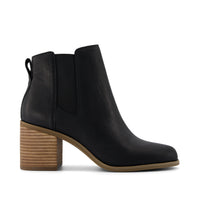 Evelyn Chelsea Heeled Boot Black Leather - Side View