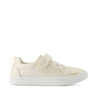 Cruz Lace-Up Kids Sneaker Natural Iridescent Leopard - Side View