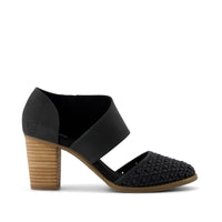 Milan Closed Toe Heel Black Geo Basket PU Leather - Side View