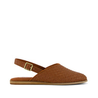 Jade Slingback Flat Amber Brown Basketweave - Side View