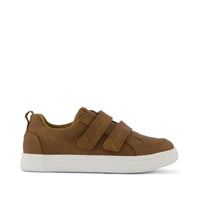 Cruz Double Strap Kids Sneaker Toffee Microsuede - Side View